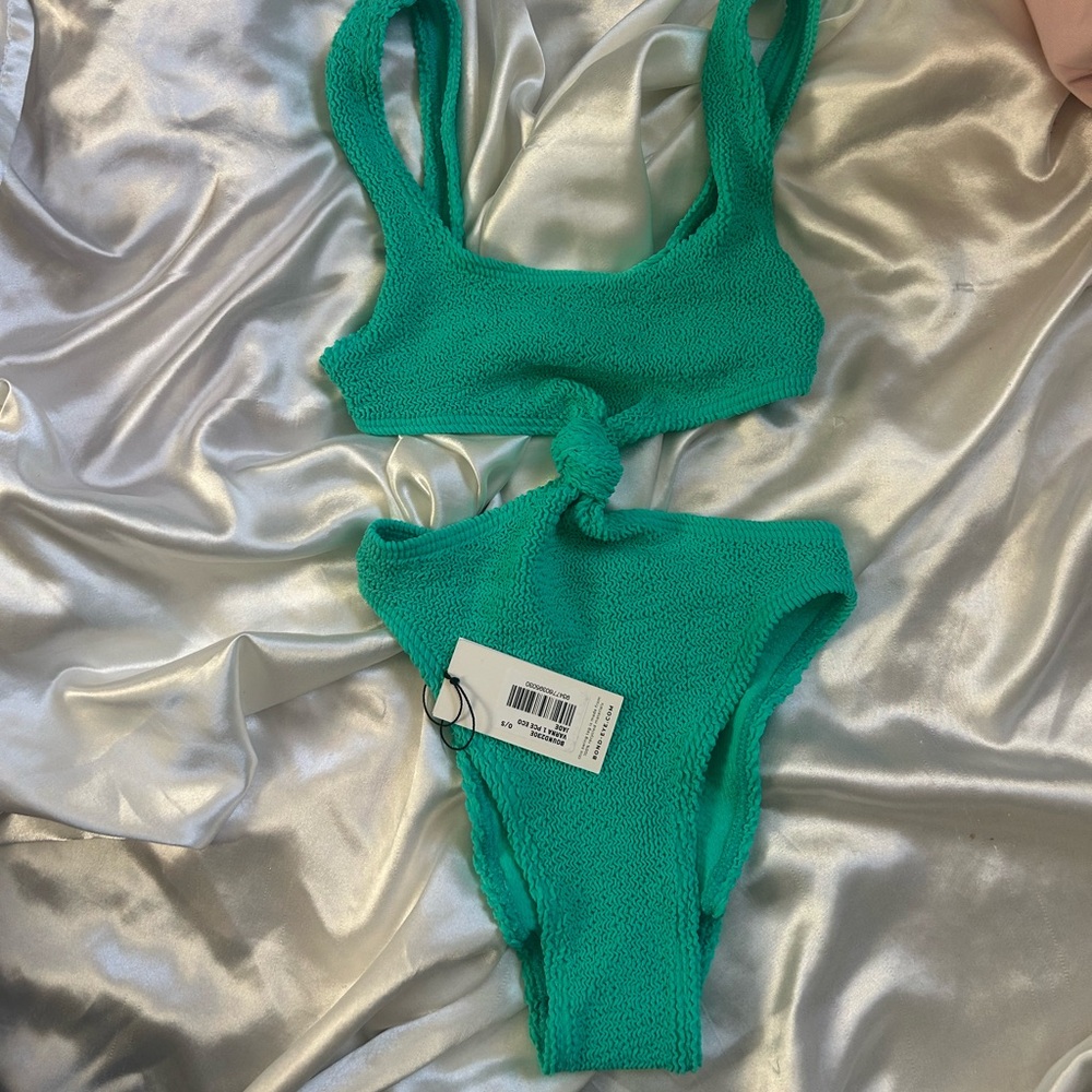 Turquoise Textured Bikini Bottom